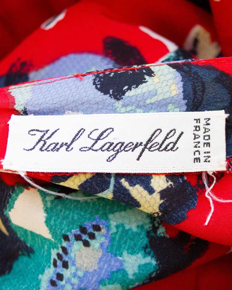 Karl Lagerfeld Red Silk Floral Dress - image 5