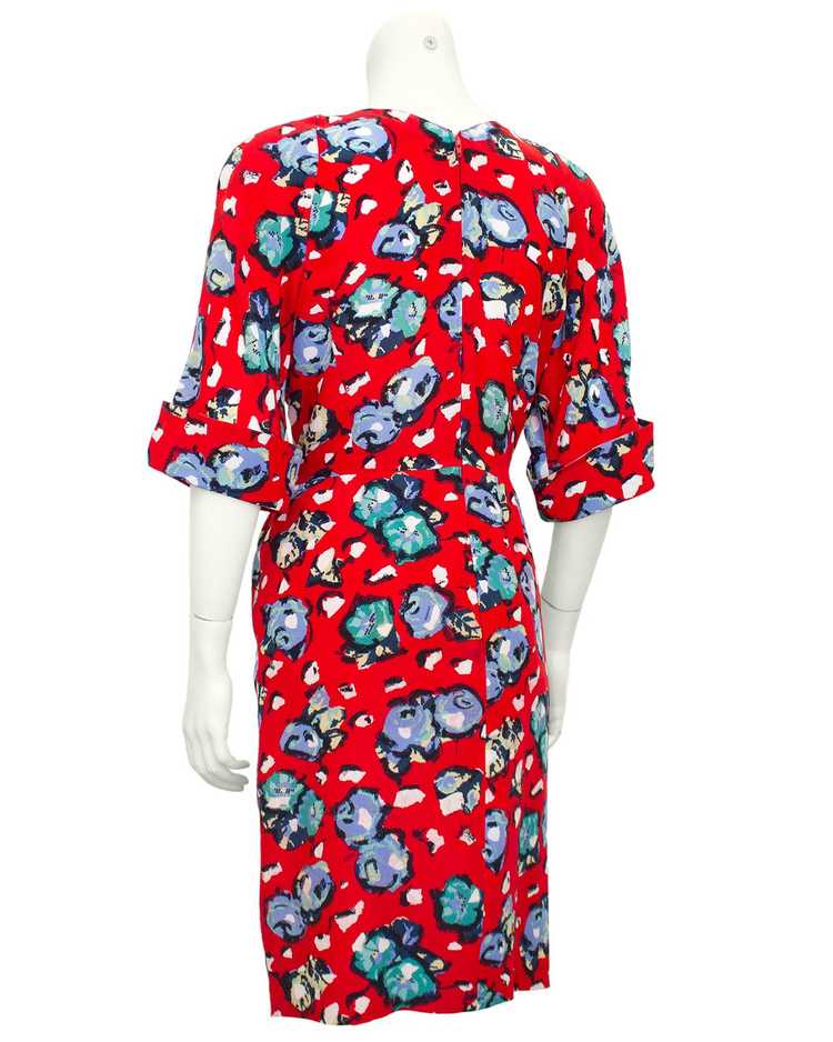 Karl Lagerfeld Red Silk Floral Dress - image 3