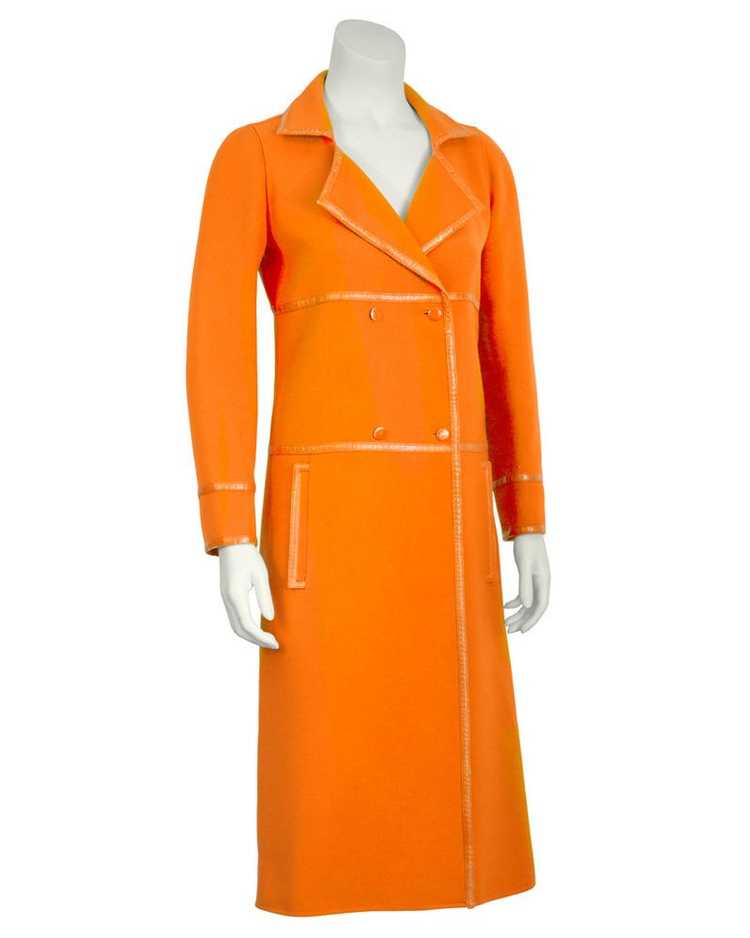 Courrèges Orange Mod Coat with Vinyl Trim - image 1