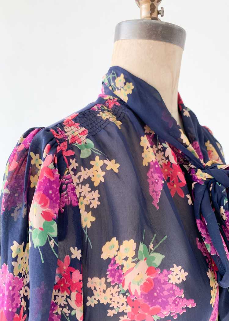 Vintage 1930s Floral Silk Chiffon Dress - image 7