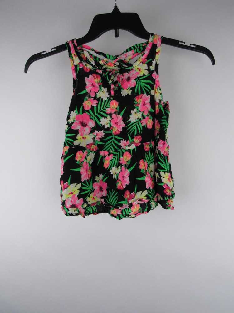 Justice Girl sz 8 Black Rayon Floral Cross Strap … - image 1