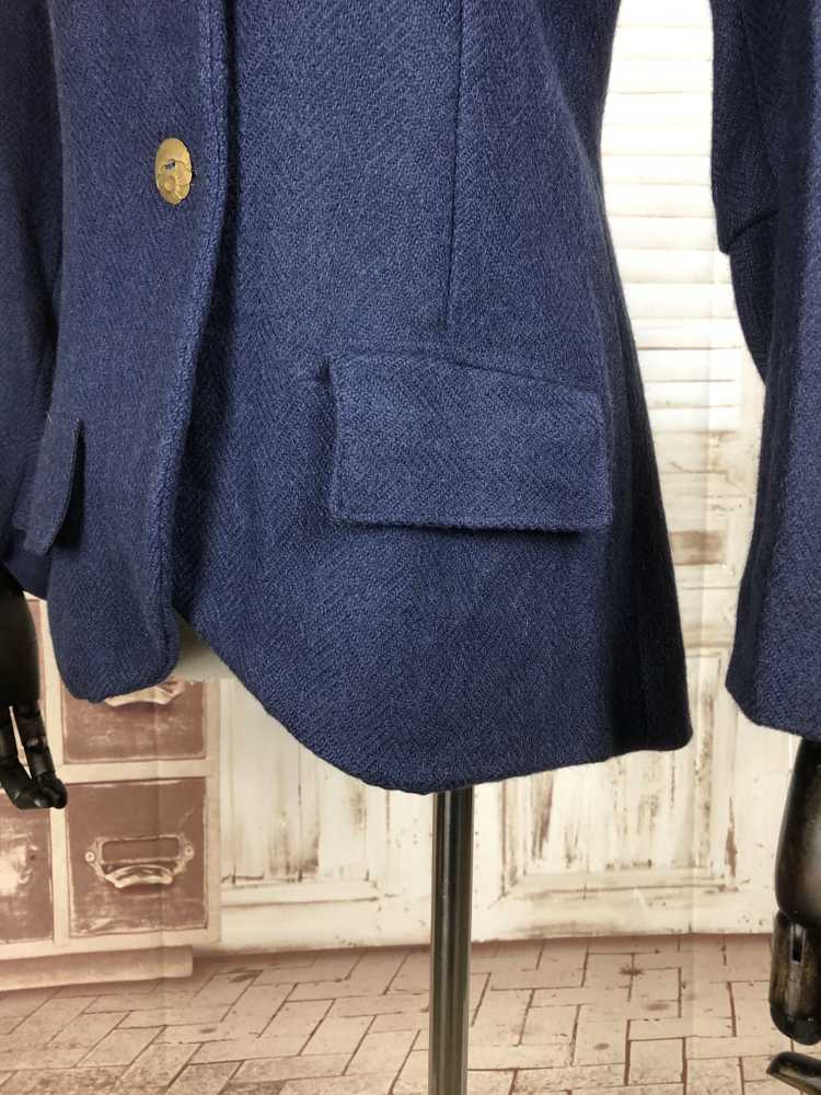 Original 1930s 30s Vintage Navy Blue Wool Jacket … - image 11