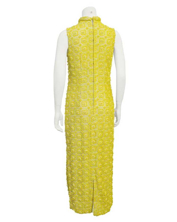 Marty Modell Yellow crochet & beaded evening gown… - image 3