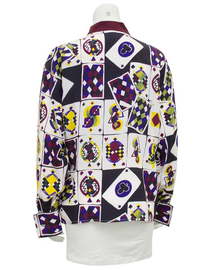 Versace Multi Colour Playing Card Print Silk Shirt - image 2