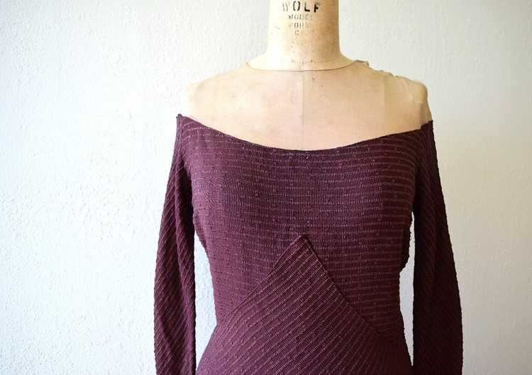 1930s knit gown . vintage 30s purple rayon knit d… - image 4
