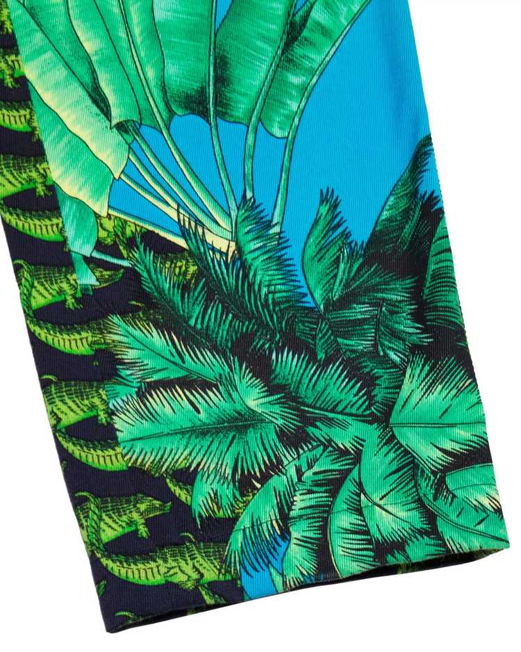 Versace Green and Blue Alligator and Palm Tree Pr… - image 7