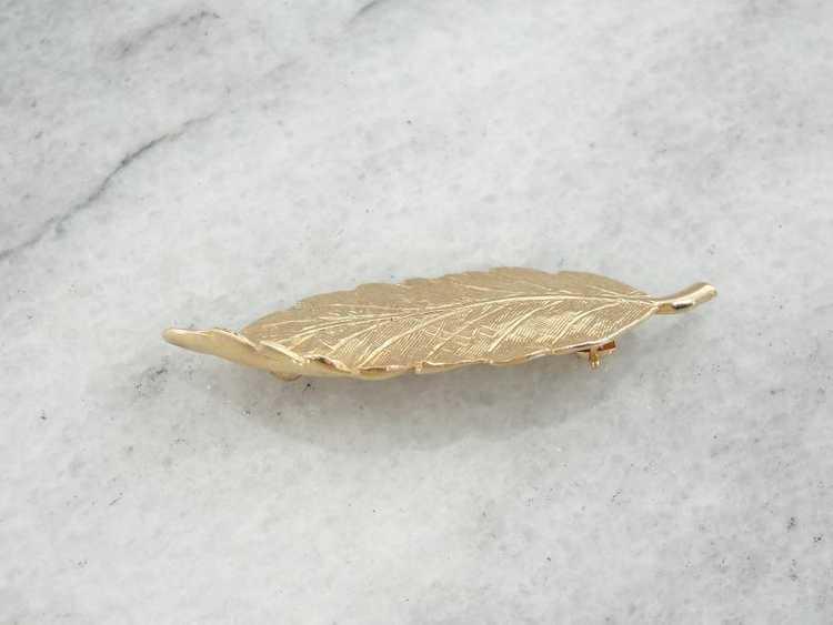 Naturalistic Leaf or Feather Brooch in Gold - image 4