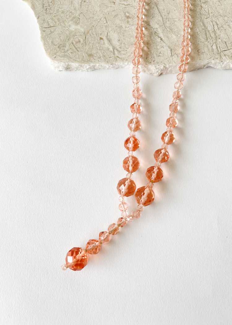 Vintage 1930s Pink Crystal Bead Necklace - image 1