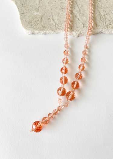 Vintage 1930s Pink Crystal Bead Necklace - image 1