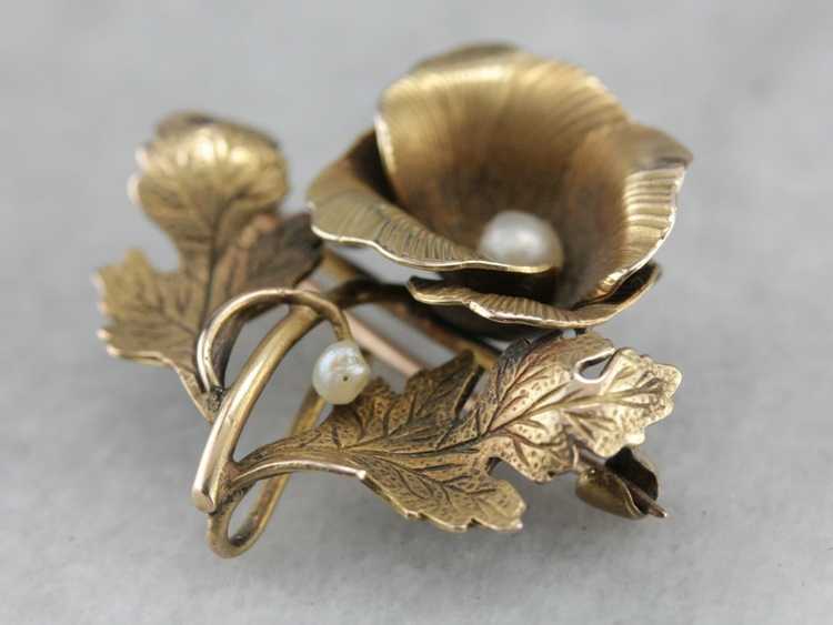 Antique Victorian Pearl Flower Pin - image 4
