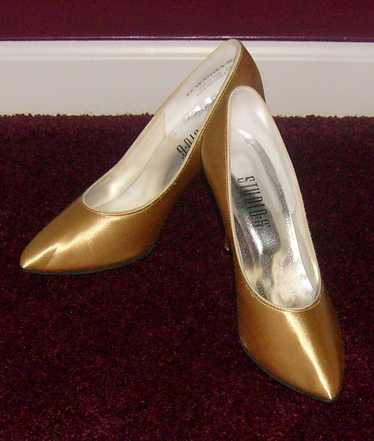 Gorgeous Gold Dyed Satin High Heel Pumps 7M