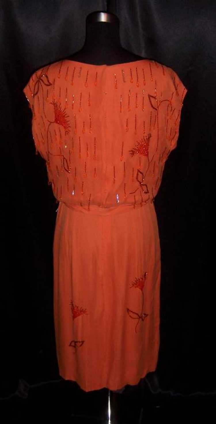 Vintage Elaborate Beaded 1940's Silk Dress 38-40"… - image 2