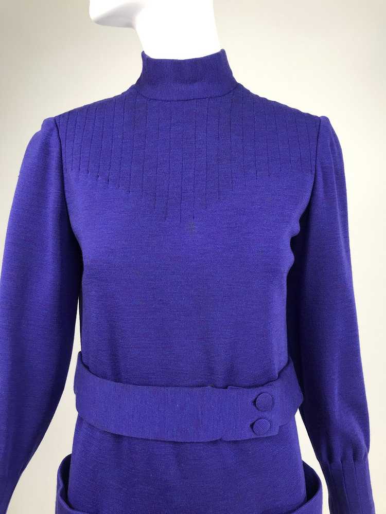 Vintage Norman Norell Heathered Purple Wool Jerse… - image 2