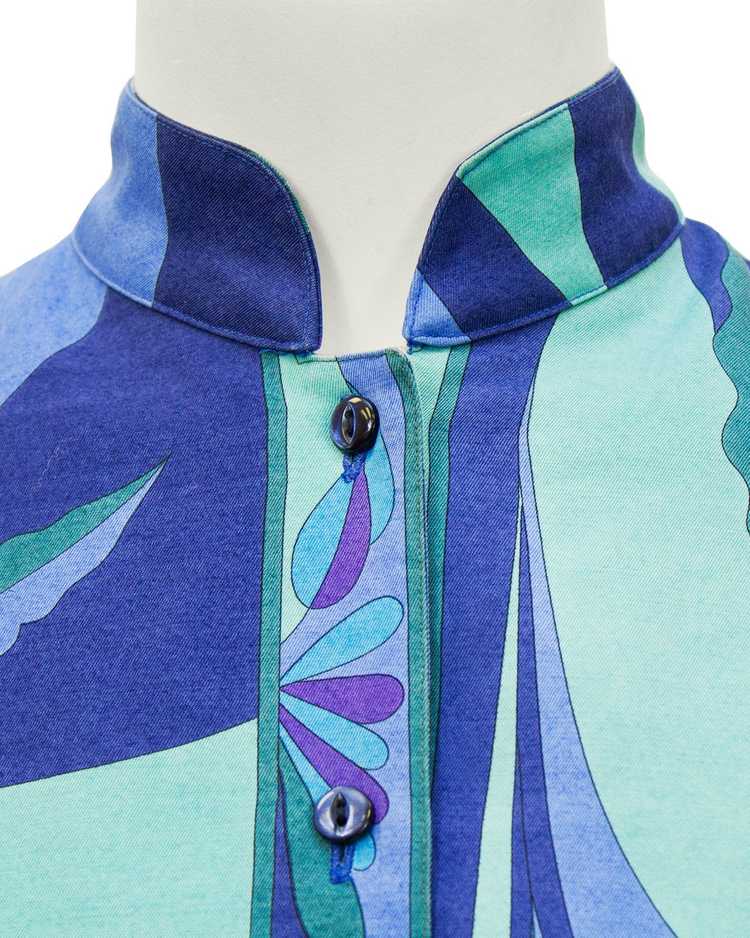 Bessi Blue Silk and Wool Printed 3/4 Length Jacket - image 4