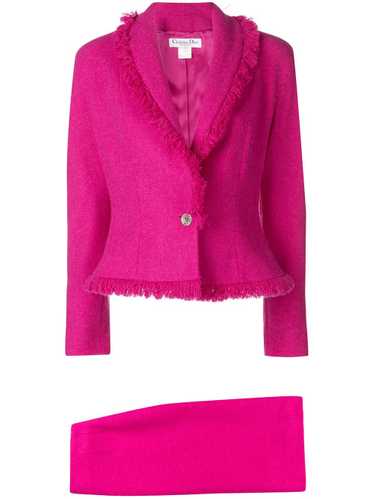 Christian Dior pre-owned frayed skirt suit - Pink