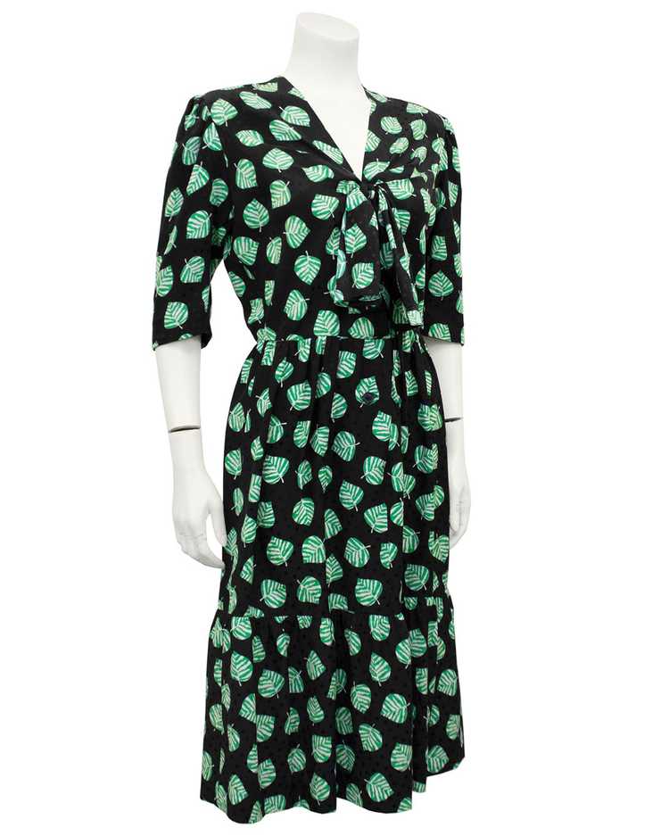 Givenchy Black and Green Leaf Print Dress - image 1