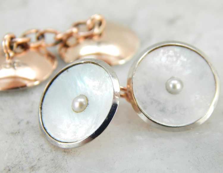 Rose Gold and Pearls, The Perfect Wedding Cufflin… - image 2