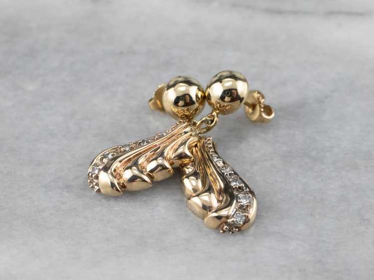 Vintage Cascading Diamond Gold Drop Earrings - image 3