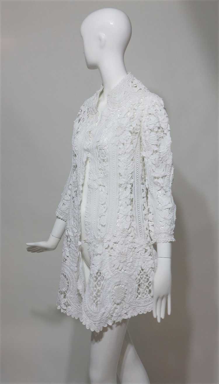 Battenburg white tape lace coat handmade Victorian - image 4