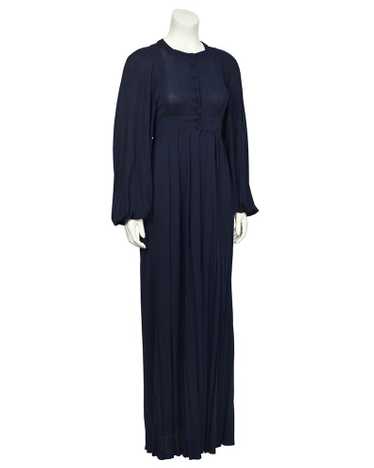 Jean Muir Navy Rayon Jersey Maxi Dress