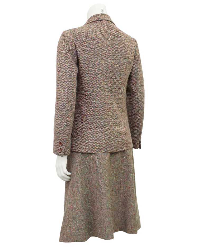 Celine Brown Herringbone Wool Skirt Suit - image 3