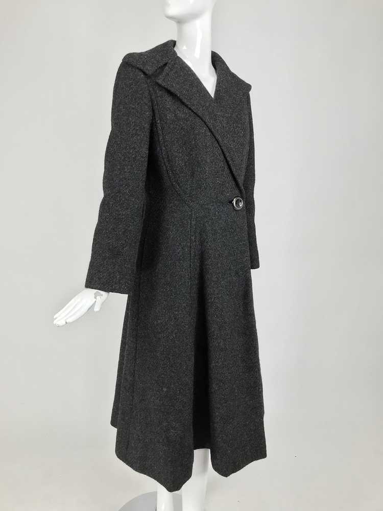 Pauline Trigere Grey Flecked Wool Princess Coat 1… - image 4