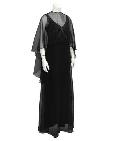 Leo Narducci Black Chiffon Gown with Shawl - image 1