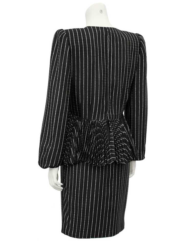 Andre Laug Black Silk Pinstriped Day Dress - image 2