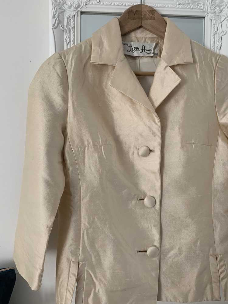Vintage Silk Blazer Jacket - Silk Chiffon Lined -… - image 2
