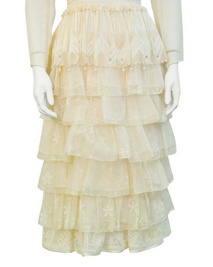 Zandra Rhodes Cream Printed Tiered Dress - image 4