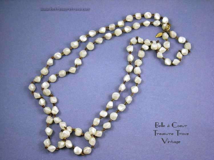 Necklace Signed Freirich Vintage LONG Faux Pearl - image 3
