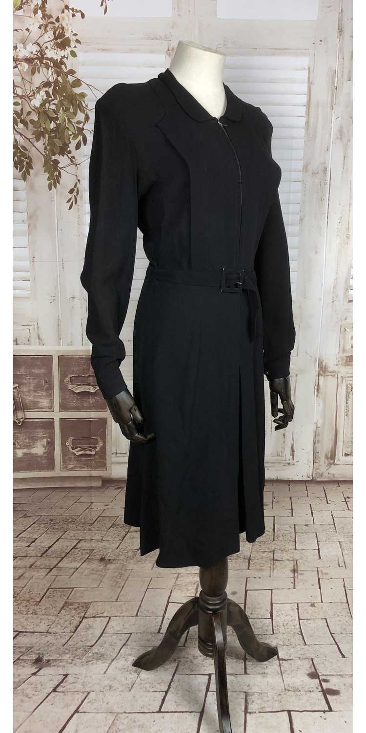 Original 1940s 40s Vintage Black Crepe Day Dress - image 8
