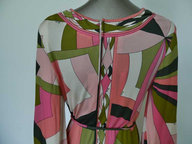 Vintage Emilio Pucci silk dress ,deep v cut puffy… - image 9