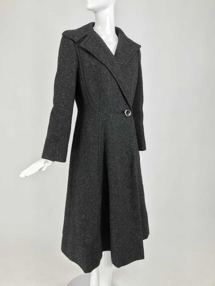 Pauline Trigere Grey Flecked Wool Princess Coat 1… - image 3