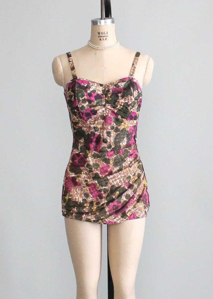 Vintage 1950s Roxanne Floral Pin Up Swimsuit - image 1