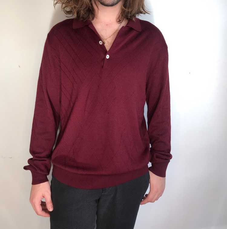 Brioni Brioni burgundy / maroon silky polo sweater - image 1