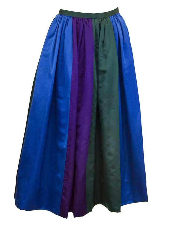 Duchesse Satin Color Block Evening Skirt - image 2
