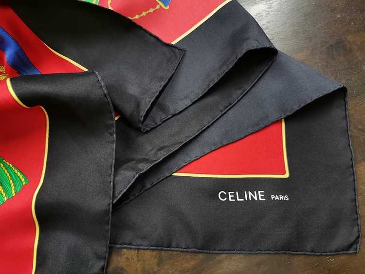 K356 Celine Paris Ivory Flag Logo Monogram Cotton Scarf Scarves 19.5"  X 20