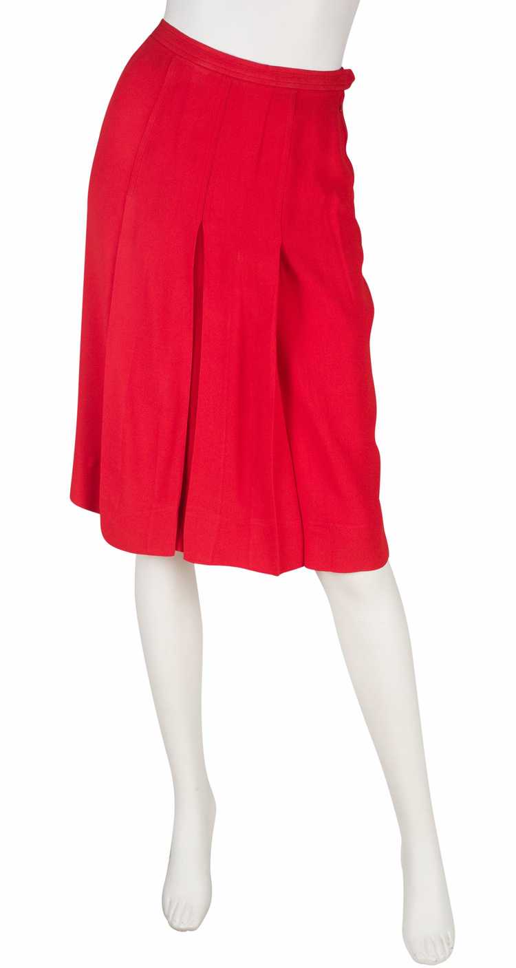 Yves Saint Laurent 1970s Blood Orange Crepe Pleat… - image 1