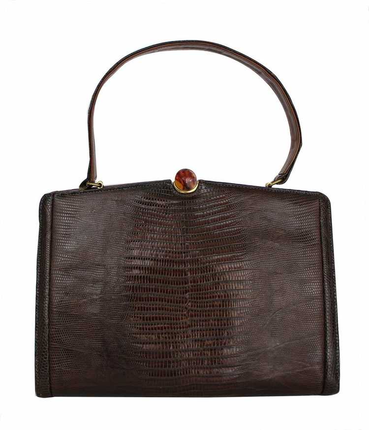 Vintage Escort 1950s Brown Lizard Handbag - image 4