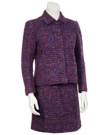 Guy Laroche Purple and Blue Woven Wool Suit