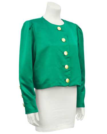 Yves Saint Laurent Green Silk Jacket - image 1