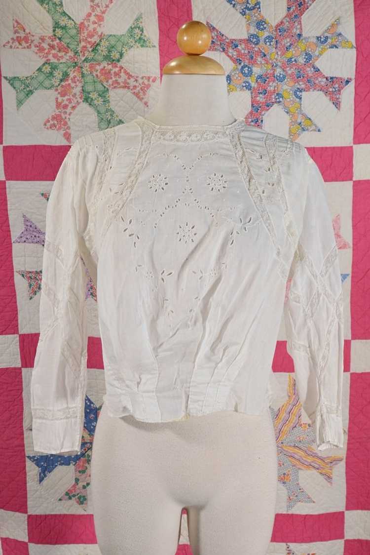 Antique Edwardian/Victorian White Cotton & Lace B… - image 1