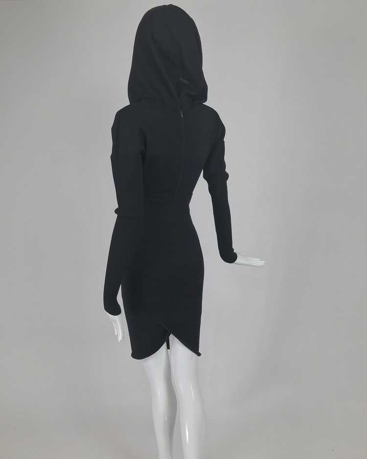 Azzedine Alaïa Black Hooded Body Con Dress 1980s - image 6