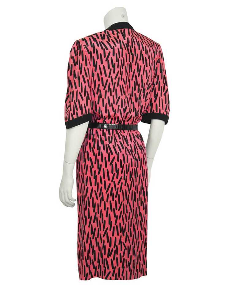 Scherrer Pink and Black Paintbrush Print Dress - image 3