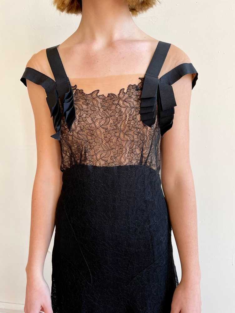 1940s Black Lace Evening Gown - image 3