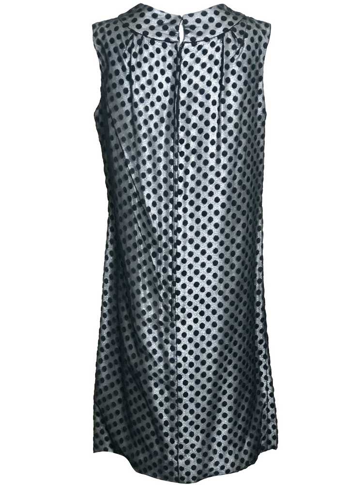 60s Dress Black Polka Dot Over Silver Lurex Sheath - image 3