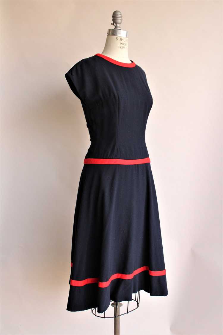 Vintage 1950s 1960s Navy Blue Wool Dress - image 8