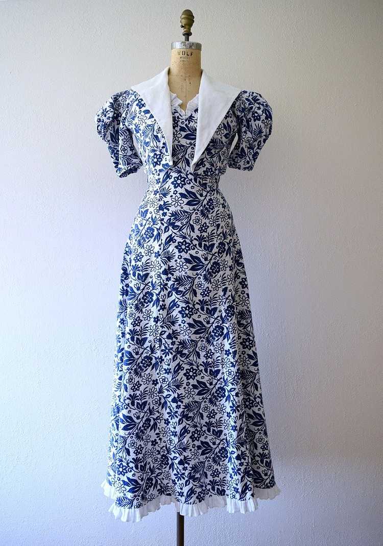 1930s cotton gown and bolero . vintage 30s dress - image 2