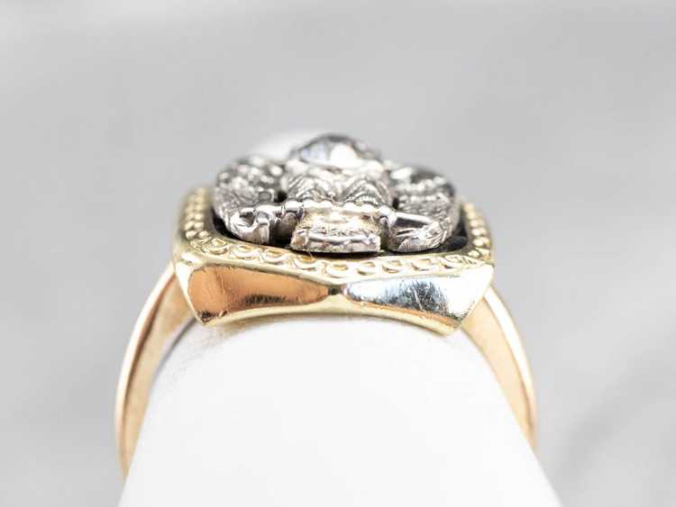 Antique Old Mine Cut Diamond Masonic Ring - image 8